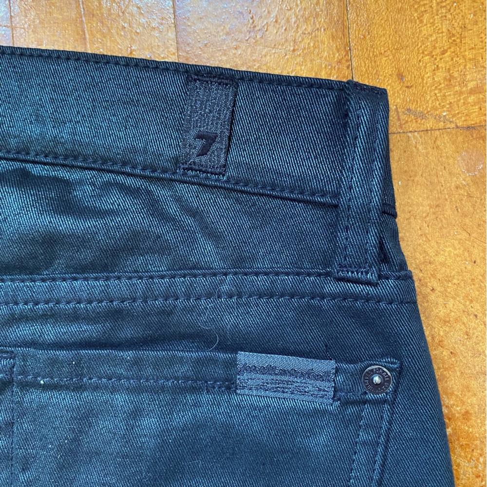 7 For All Mankind. Size 25. Green shimmer skinny leg jean